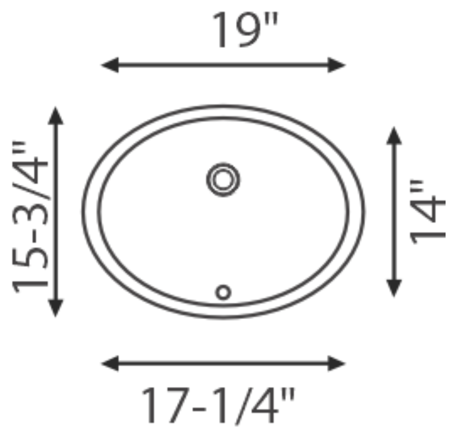 Lavatory Sink 17-1/4" x 14". 7-3/4"  Depth  L-1714W