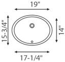 Lavatory Sink 17-1/4" x 14". 7-3/4"  Depth  L-1714W