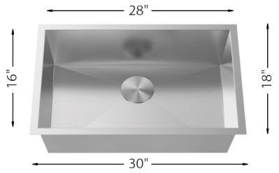 Single Bowl Kitchen Sink  30"x18" 10" Depth 16G L-CZ105X-30ZR