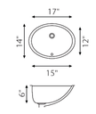 Lavatory Sink 15-1/4" x 12"  7-1/2" Depth  L-1512W