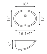 Lavatory Sink 16-1/4" x 13"  7-3/4" Depth  L-1613W