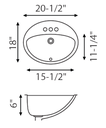 Lavatory Sink 20"x 17"  6" Depth  L-2017-3W