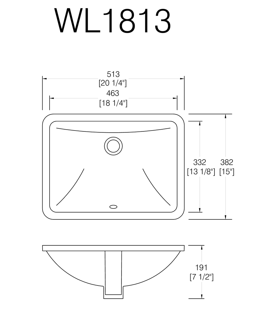 Lavatory Sink 18" x 13" WL1813-W