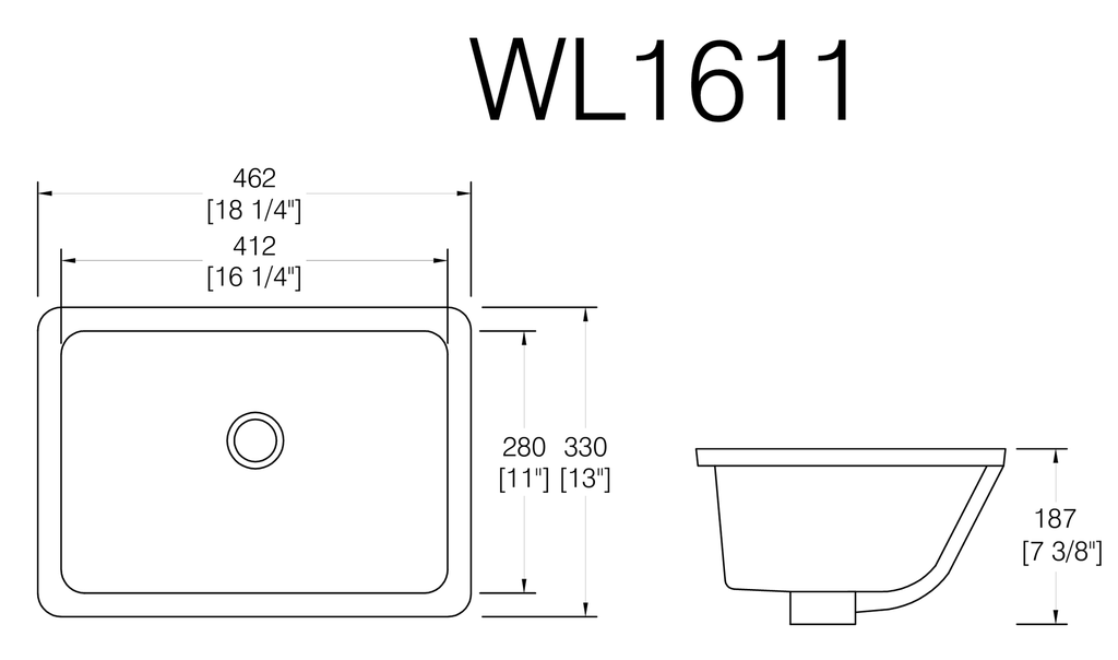 Lavatory Sink 16" x 11" WL1611-W
