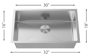 Single Bowl Kitchen Sink R10 32"x18" 10" Depth 16G L-CZ105X