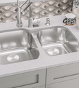 1-3/4 Double Bowl Kitchen Sink   31-7/16"x20-7/16"	9" & 7-1/2"  Depth 18G L-201