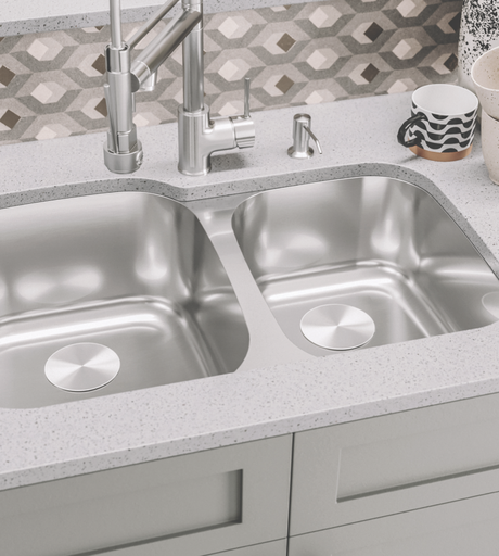 [L-201/110310] 1-3/4 Double Bowl Kitchen Sink   31-7/16"x20-7/16"	9" & 7-1/2"  Depth 18G L-201