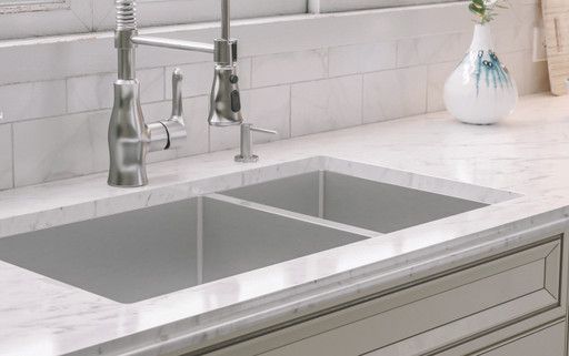 [L-UZ202X/163846] Double Equal Bowl Kitchen Sink R10 32"x18" 9" Depth 18G L-UZ202X